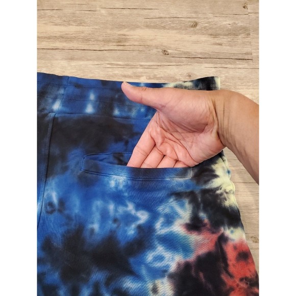 GUESS Tie Dye French Terry Cloth Sweat Shorts 7" Inseam Frayed Hem Sz L - Picture 10 of 16